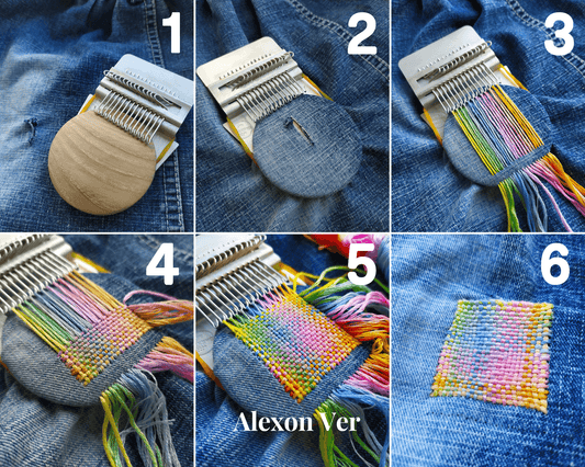Cuptisserie Speedweve Style Darning Loom, Small Weaving Loom for Visible Mending Jeans, Weave Tool for DIY Artful Patterns, Repair Fabrics (14 Hooks)